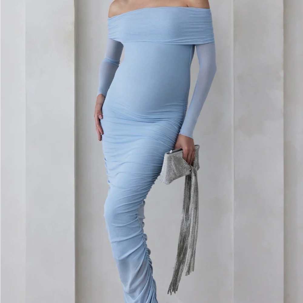 Bumpsuit - off the shoulder soft mesh dress (maternity)